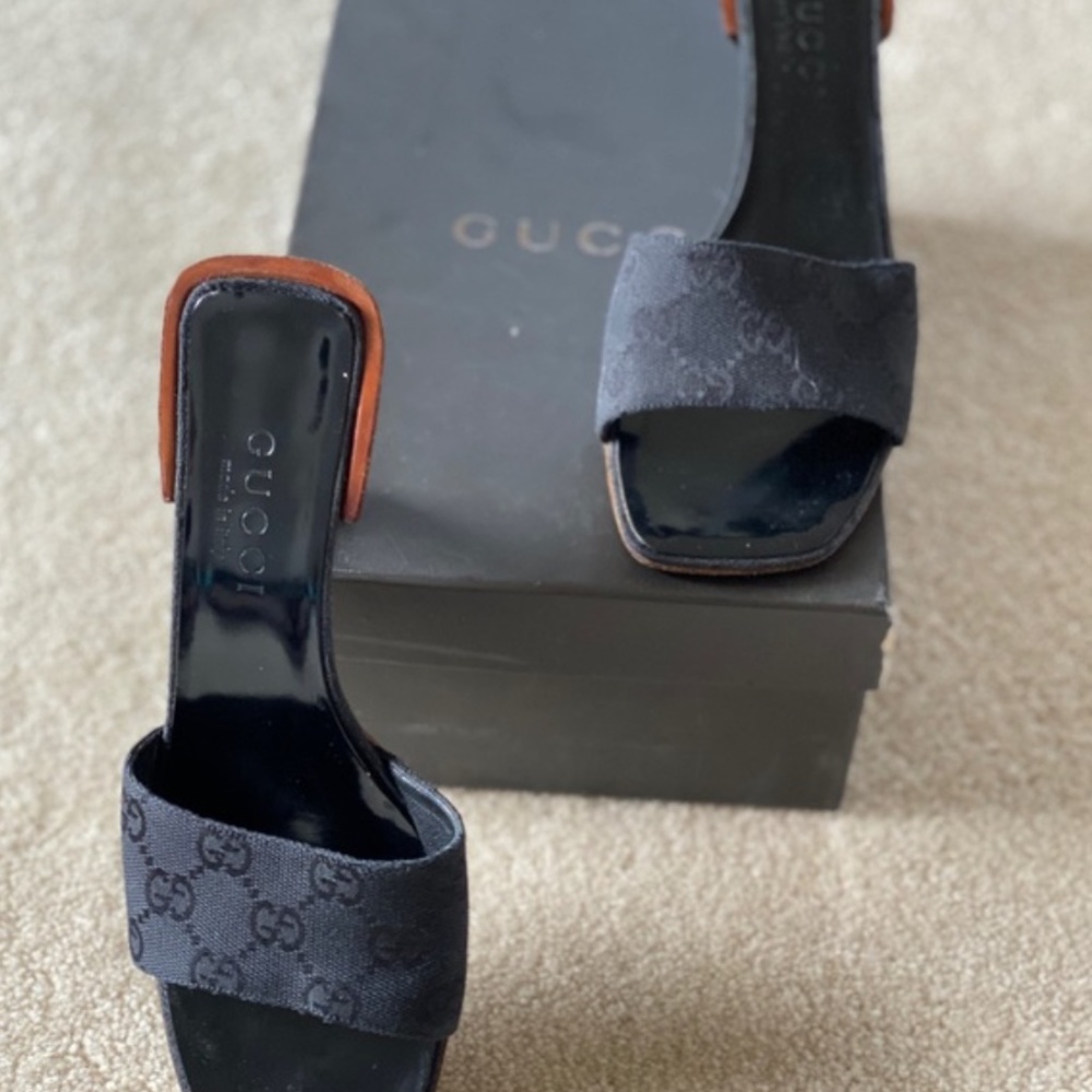 Black Gucci Monogram Slides